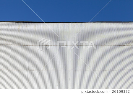 Industrial building wall made of corrugated metal Industrial building wall made of corrugated metal 26109352