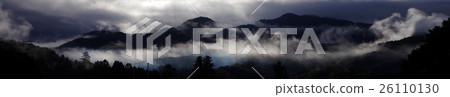 Morning mountain ranges in mountain village Asagiri dance fog banner 26110130