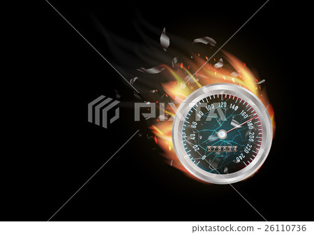 odometer with fire burning 26110736