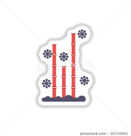 Vector illustration of bamboo and snow in paper 26110802