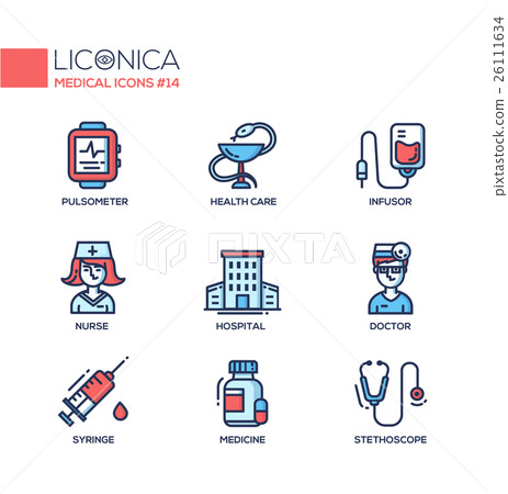 Medicine - thin line design icons, pictograms 26111634