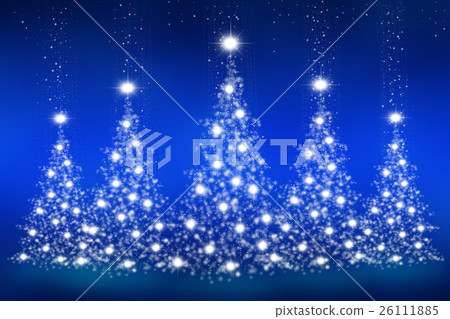 Christmas tree of snowflakes and sparkles on blue - Stock Illustration ...