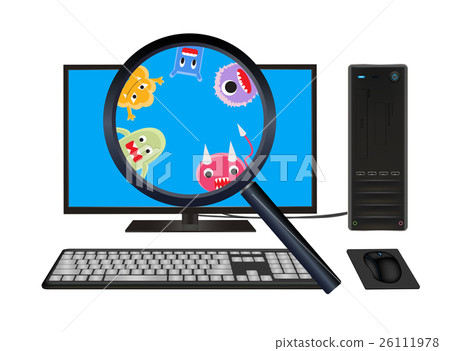 magnify glass found virus on laptop magnify glass found virus on laptop 26111978