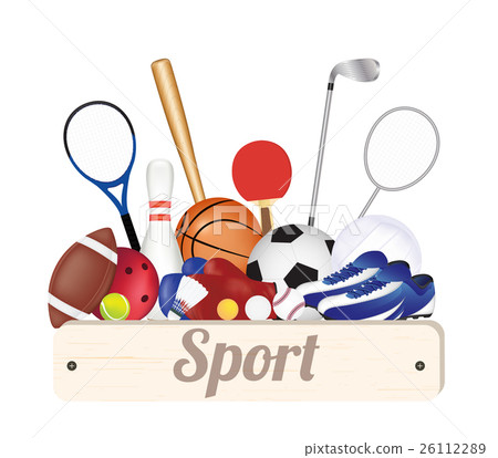sport wood board with sport equipment sport wood board with sport equipment 26112289