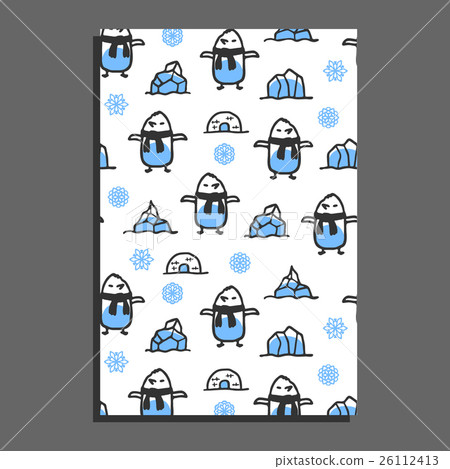 Greeting card template with cute cartoon pinguin 26112413