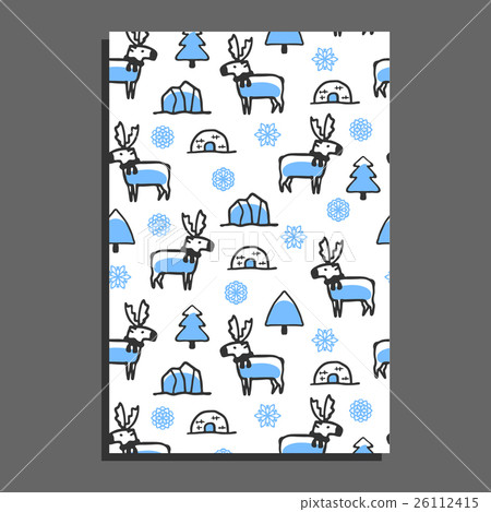Merry christmas greeting card template with cute 26112415