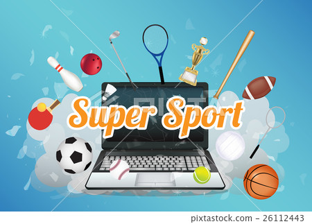 Super Sport with sport equipment floating on explo 26112443