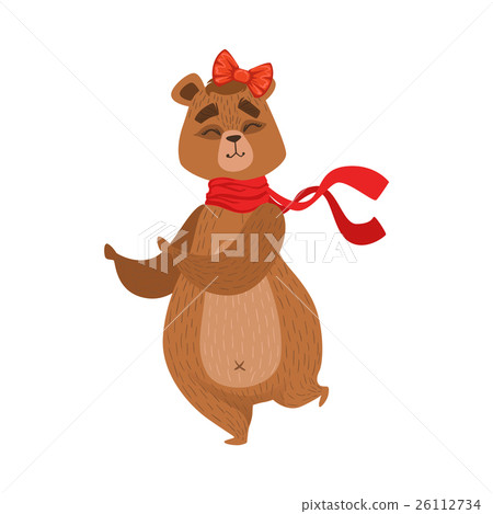 Girly Cartoon Brown Bear Character With The Bow Girly Cartoon Brown Bear Character With The Bow 26112734
