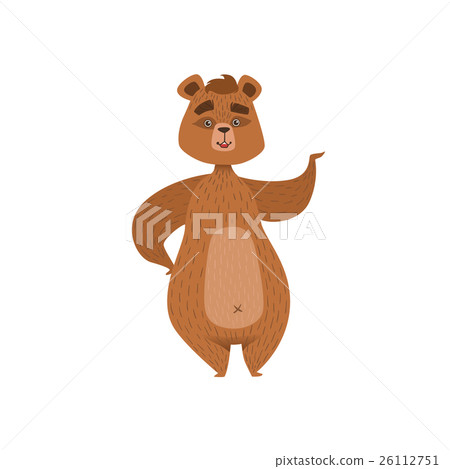 Girly Cartoon Brown Bear Character Standing And Girly Cartoon Brown Bear Character Standing And 26112751