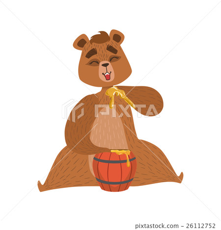 Girly Cartoon Brown Bear Character Eatin Honey Girly Cartoon Brown Bear Character Eatin Honey 26112752