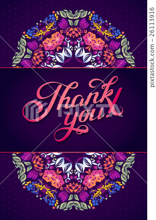 Thank you card in bright colors. Stylish floral 26113916