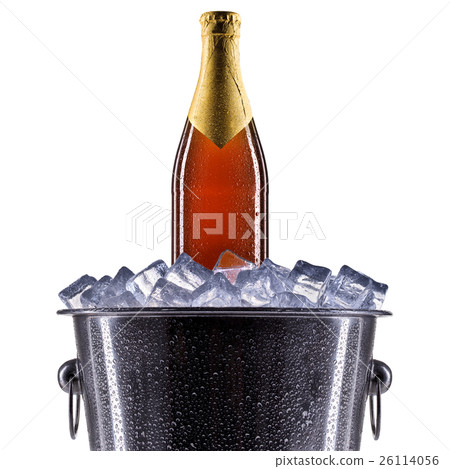 ice bucket with beer on white 26114056