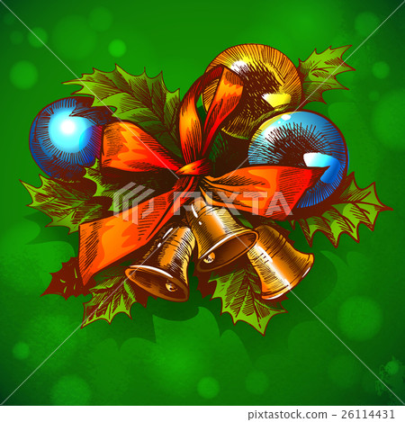 Merry Christmas and Happy New Year holidays vector 26114431