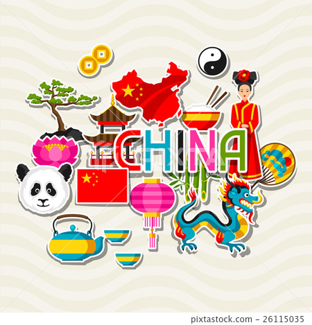 China background design. Chinese sticker symbols 26115035