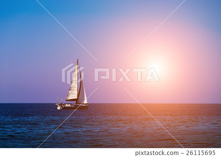 Sailboat at sea during sunset Sailboat at sea during sunset 26115695