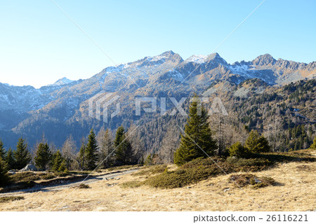 The view on Dolomiti mountains and ski slope 26116221