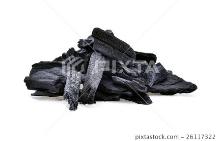 Natural wood and traditional charcoal on white Natural wood and traditional charcoal on white 26117322