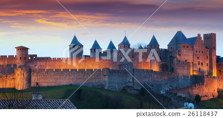 The fortified city in evening. Carcassonne 26118437