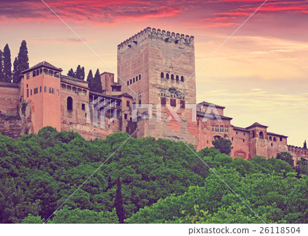 Alcazaba at Alhambra in evening time. Granada, Spain 26118504