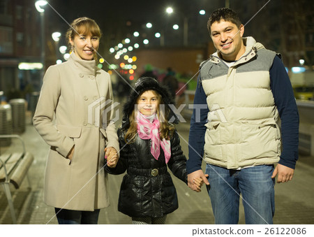 family with girl posing outdoors family with girl posing outdoors 26122086