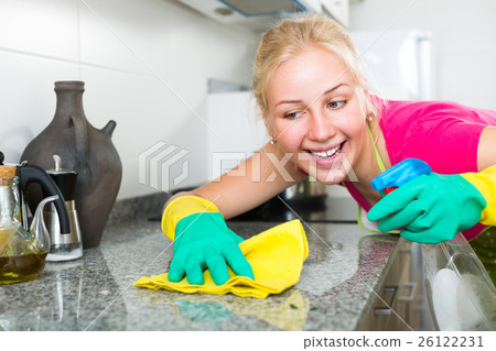 girl cleaning in apartment . 26122231