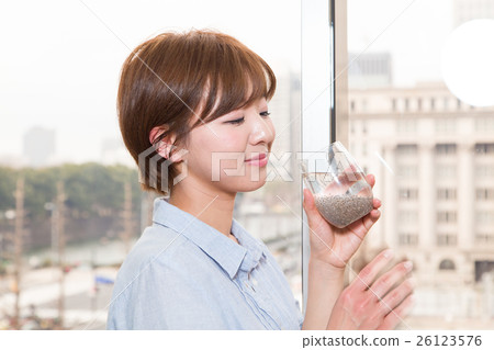 A woman drinking Chia Seed 26123576