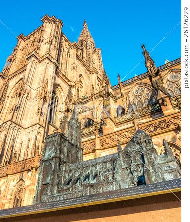 Huge tower of Notre dam of Strasburg cathedral Huge tower of Notre dam of Strasburg cathedral 26126229