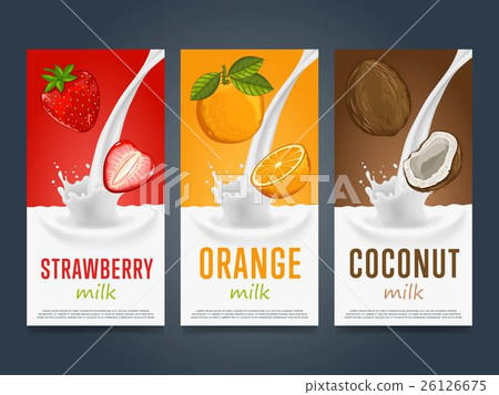 Milkshake concept with milk splash and fruit 26126675