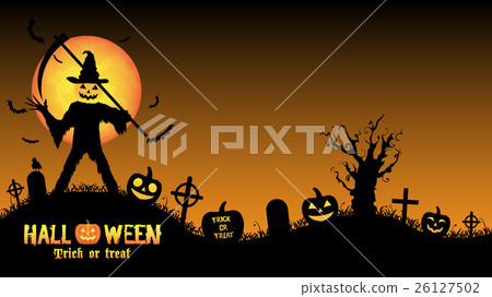 halloween pumpkin killer in a graveyard 26127502