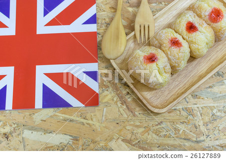 Bakery on plywood background Bakery on plywood background 26127889