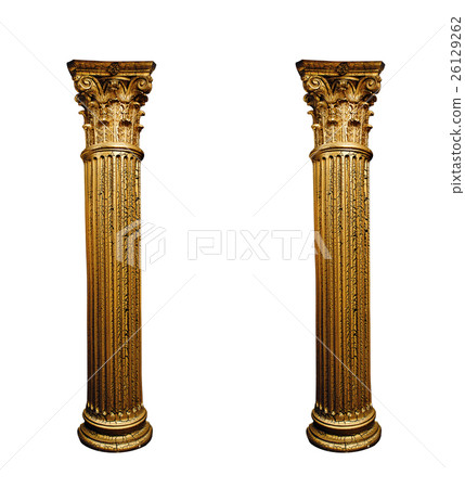 Two isolated architectural columns on a white Two isolated architectural columns on a white 26129262