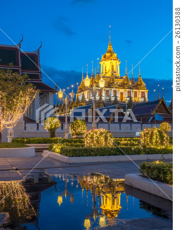 Metallic castle in Bangkok under evening sky 26130388