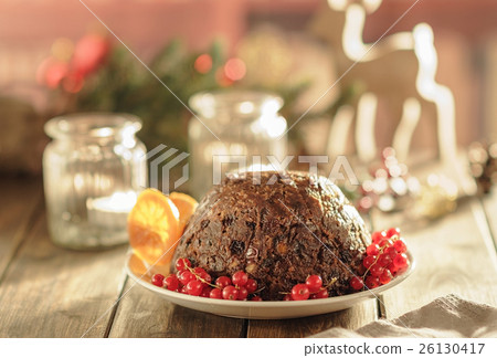Christmas pudding in rustic style 26130417