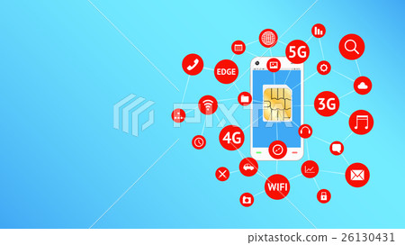 smartphone and 5G with apps icon floating smartphone and 5G with apps icon floating 26130431
