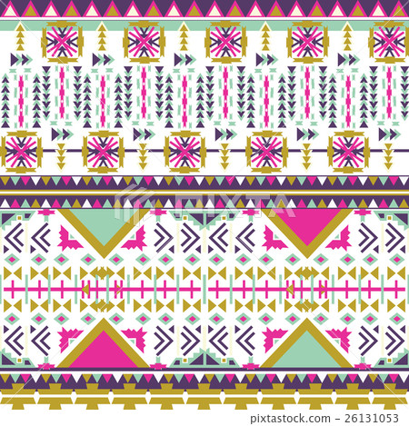 Colorful aztec pattern on white background 26131053