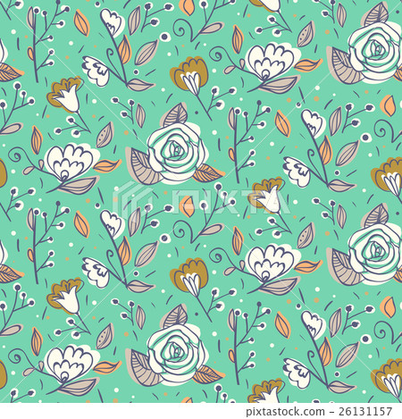 Vector floral pattern in doodle style with flowers Vector floral pattern in doodle style with flowers 26131157