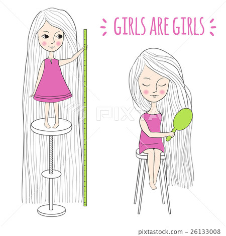 Cute girls with long hair 26133008
