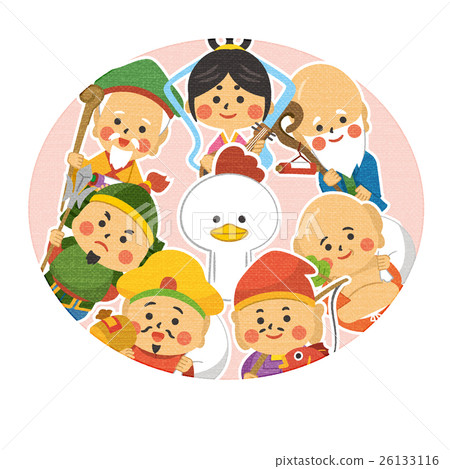 Chicken and Seven Luck Gods [New year's card · series] 26133116