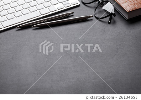 Office leather desk table with pc, notepad Office leather desk table with pc, notepad 26134653