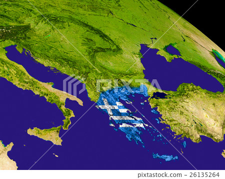 Greece with flag on Earth Greece with flag on Earth 26135264