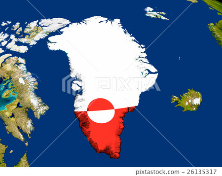 Greenland with flag on Earth Greenland with flag on Earth 26135317