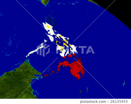 Philippines with flag on Earth Philippines with flag on Earth 26135455