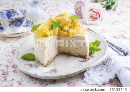 Lemon Cheesecake on Plate 26135743