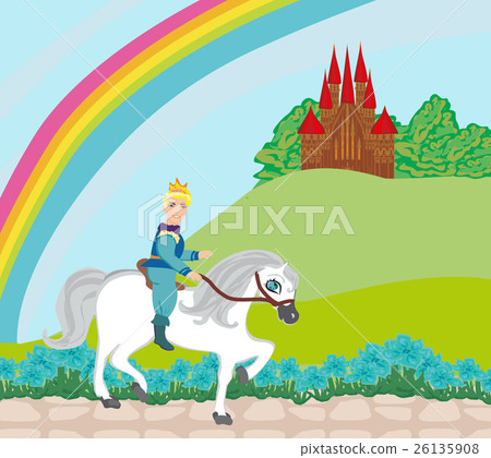 Prince riding a horse to the castle 26135908