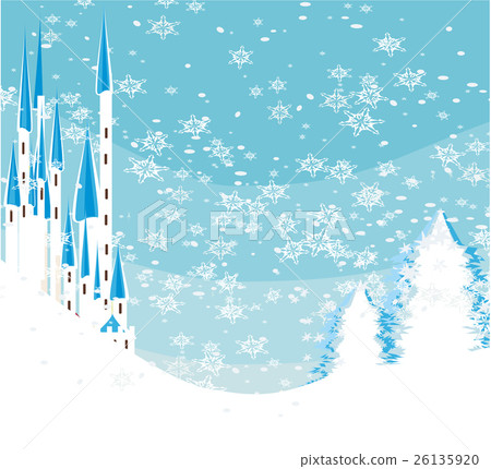 Winter landscape with castle. 26135920