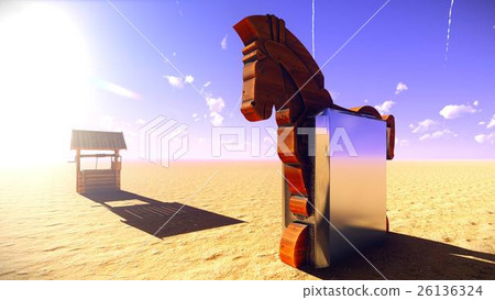 Trojan horse and computer 3d illustration 26136324