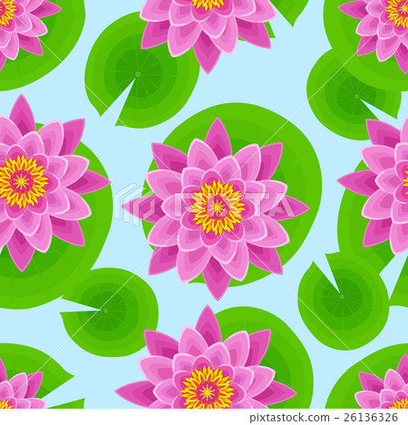 Background seamless pattern with pink lotus 26136326