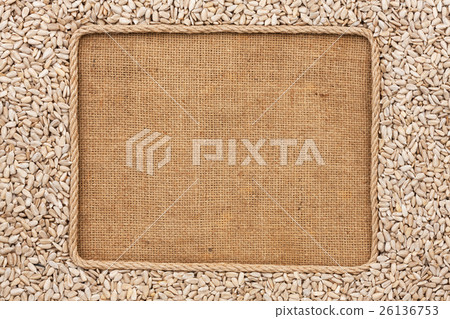 Frame made of rope with sunflower seeds sackcloth Frame made of rope with sunflower seeds sackcloth 26136753