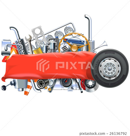 Vector Banner with Truck Spares 26136792