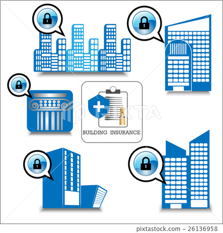 Insurance Building Vector Set of Building insurance. Vector insurance icons. - Stock Illustration ...